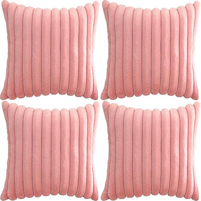 4 Pack 18x18 Pillow Cover Velvet Pillow Covers, Faux Fur Square Throw Pillow Covers for Living Room Decorations Throw Pillow Case, Throw Pillow Cover Cushion Cover for Home Sofa Bedroom Car, Pink