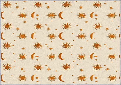 Boho Style Rug, 6x9 Area Rugs Sun Moon Star Terracotta Abstract Pattern for Living Room, Bedroom, Boho Style Home Decor Accessories Indoor Carpet, Non Slip & Machine Washable
