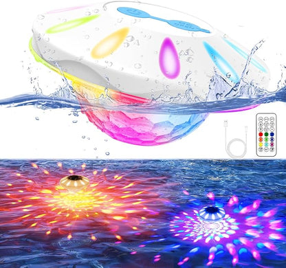 Floating Pool Lights, Upgraded Pool Lights with 6 Dynamic Lighting Effects, Rechargeable 4000mAh IP68 Waterproof Upper and Lower RGB Color Changing Light with Remote for Pond, Hot Tub 1 Pack