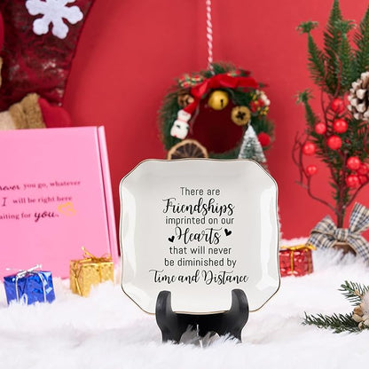 Friendship Gifts for Women Jewelry Dish Ring Trinket Tray - There Are Friendships Imprinted on Our Hearts... Unique Birthday Gift for Best Friends Christmas Valentine's Mother's Day