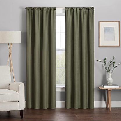 ECLIPSE Kendall Modern Blackout Thermal Rod Pocket Window Curtain for Bedroom or Living Room (1 Panel), 42" x 95", Artichoke