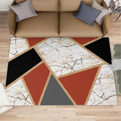 Vintage Marble Rug Abstract Marble Carpet for Living Room Light Luxury Stone Crack Rug Abstract Geometric Striped Carpet Non-Slip Indoor Rugs for Bedroom Living Room 6x9ft