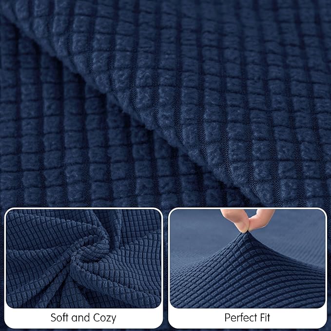 Hokway Stretch Chaise Cover Individual Couch Cushion Slipcovers Reversible Cushion Protector Slipcovers Sofa Cushion Protector Covers (Chaise Cover, Darkblue)