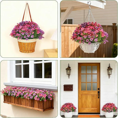 Artificial Flowers for Outdoor Indoor Realistic Faux Flower Spring Summer Garden Home Decoration, Hanging Daisy Flower with Eucalyptus Leaves Fake Plants Greenery Balcony Porch Patio Front Door Decor
