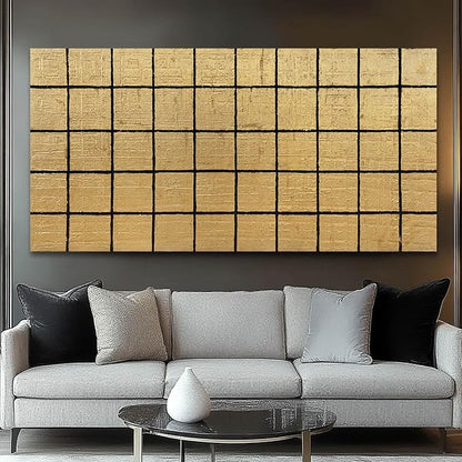 YJYart Abstract Wall Decor Block Canvas Wall Art Line Decorative Painting 29"X58" Paintings for Living Room Pictures for Dining Room
