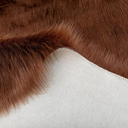 Brown Bear Rug Faux Cowhide Rug Animal Print Area Rug Faux Sheepskin Fur Carpet Decor for Living Room Brown 5.1x6.1 Feet