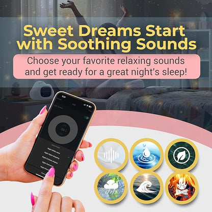 App-Controlled Kids Sleep Trainer – Color-Changing Night Light Alarm Clock with Sounds, OK-to-Wake Toddler Clock, USB-C Corded with Backup Battery, Gift for Boys & Girls - Cloud Alarm Clock for Kids