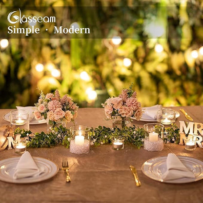 Glasseam Glass Cylinder Vases for Centerpieces, Small Clear Flower Vase Set of 12, Modern Floating Candle Vases Decor, Decorative Hurricane Candle Holders for Wedding Dining Table Decorations, 4in