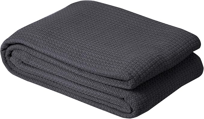 DOLLCENT 100% Cotton Twin Size Blanket for Bed, Premium Soft Combed Lightweight Blankets, Washed Breathable Cozy Bed Throw Blanket, Grey Twin Cotton Blankets for All Season: Grey (66"x90")