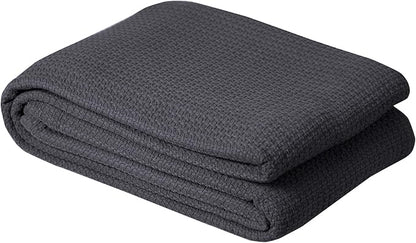 DOLLCENT 100% Cotton Twin Size Blanket for Bed, Premium Soft Combed Lightweight Blankets, Washed Breathable Cozy Bed Throw Blanket, Grey Twin Cotton Blankets for All Season: Grey (66"x90")