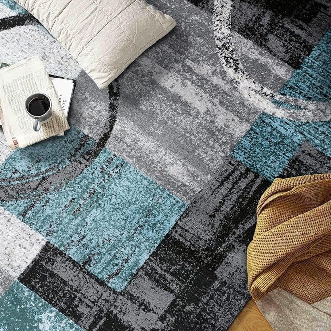 Rugshop Contemporary Abstract Circle Design Soft Round Rug 6' 6" (6' 6" Diameter) Gray