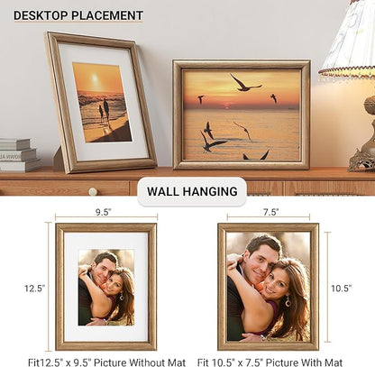 8.5x11 Picture Frame,8.5 x 11 Solid White Oak Photo Frame Matted to 6x8 with Tempered Glass,8.5"x11" Handcrafted Diploma Document Frames Frame Vertical or Horizontal Wall Hanging Display,3 Pack