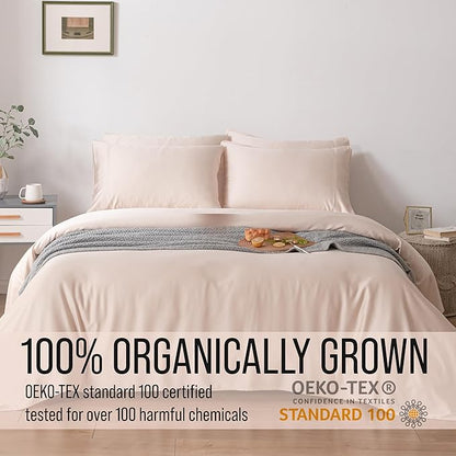 Bella Coterie 6 Piece Luxury Bamboo Viscose Split Top King Size Sheet Set | 34" Split for Adjustable Beds | 100% Organically Grown| Cooling | 18” Deep Pocket | 4 Pillowcases [Champagne]