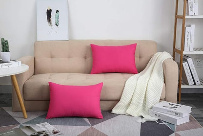TangDepot Handmade Decorative Solid 100% Cotton Canvas Throw Pillow Covers/Pillow Shams, (12" x20" , Hot Pink, 1 Count (Pack of 1))