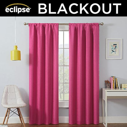 Eclipse Kendall Blackout Curtain, Thermal Insulated Grommet Window Panel, Noise Reducing Curtains for Bedroom, Living Room or Nursery, (1 Panel), 63 in Long x 42 in Wide, Raspberry
