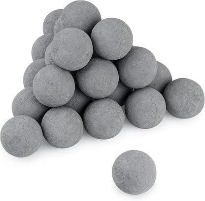 Stanbroil 2 inch Ceramic Balls, Set of 25 Round Balls, Modern Accessory for Indoor or Outdoor Fire Pits Fire Bowl and Fireplace, Gray