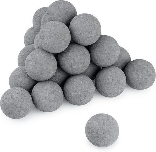 Stanbroil 2 inch Ceramic Balls, Set of 25 Round Balls, Modern Accessory for Indoor or Outdoor Fire Pits Fire Bowl and Fireplace, Gray