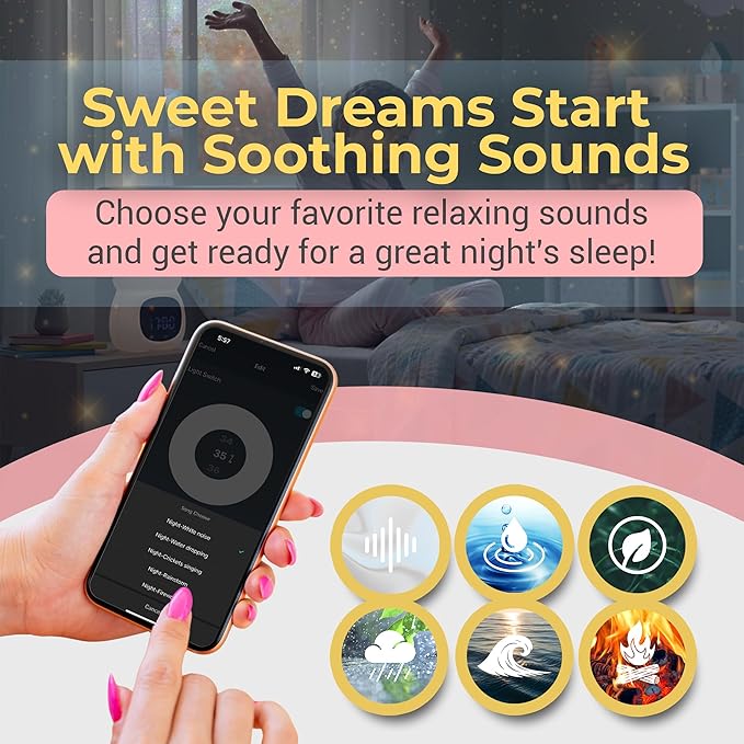 Bumble & Bright App-Controlled Kids Sleep Trainer – Color-Changing Night Light Alarm Clock with Sounds, OK-to-Wake Toddler Clock, USB-C Corded with Backup Battery, Gift for Boys & Girls