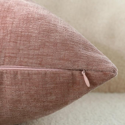 Blush Pink Chenille Decorative Couch Throw Pillow Covers, Soft Cushion Cases for Home Livingroom Sofa Décor, Pack of 2, 14 x 14 Inches