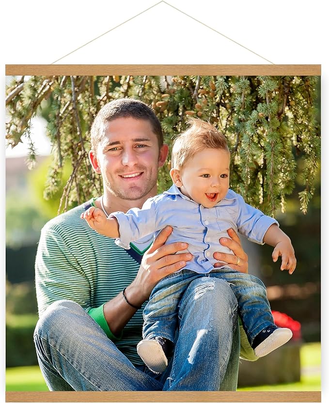 SZDHHH Custom Photo Prints with Magnetic Hanger Frame Canvas Poster Prints With Your Photos Personalized Hanging Poster Pictures Wall Art Decor Framed for Home Decor Gifts Keepsakes (16" Lx16 W)
