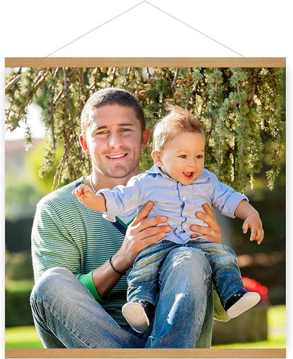 SZDHHH Custom Photo Prints with Magnetic Hanger Frame Canvas Poster Prints With Your Photos Personalized Hanging Poster Pictures Wall Art Decor Framed for Home Decor Gifts Keepsakes (16" Lx16 W)