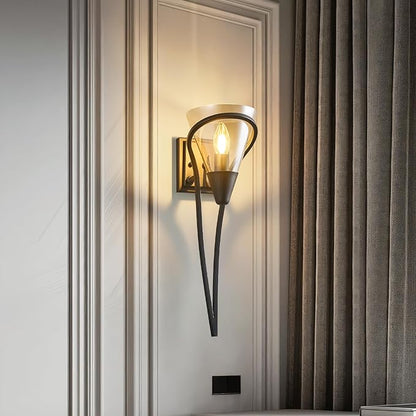 Modern Black Wall Sconce E12 Torch Decorative Wall Lights Industrial Wall Lights for Bedroom Bathroom Living Room Hallway