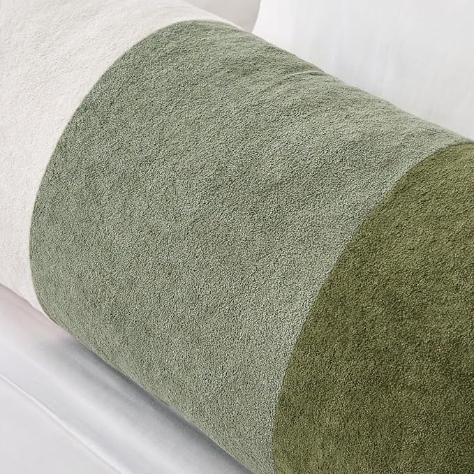 Kevin Textile 14x36 Inch Long Lumbar Cover 1 Pack Three-Colour Patchwork Soft Textured Waterproof Rectangle Cushion Elegant Accent Pillows for Couch Sofa Chair Bed Home Decor Indoor Outdoor Green