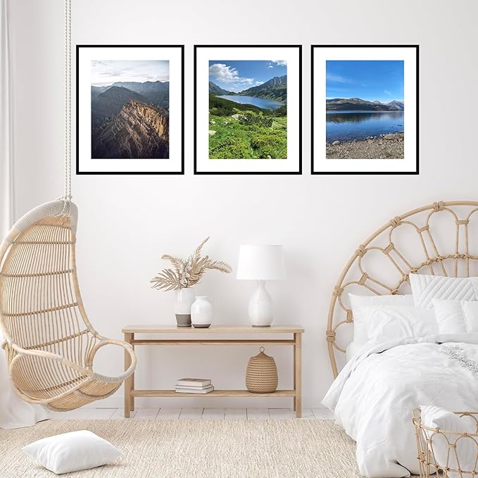 24x30 Picture Frame with 20x24 Mat Set of 2, Display Photo 20x24 with Mat or 24 x 30 Without Mat, Wall Hanging Large 24 by 30 Poster Frame with Plexiglass, 2 Pack, Black
