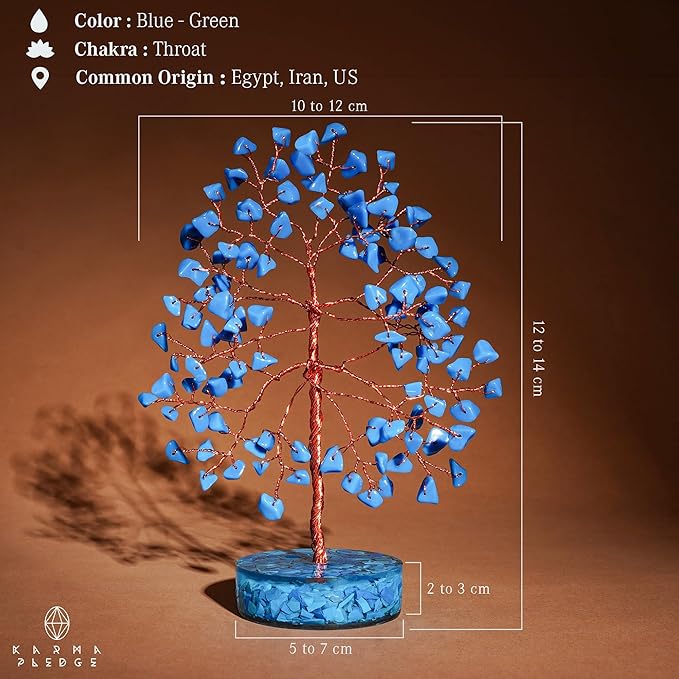 Crystal Tree for Home and Office Decor, Turquoise Chakra Healing Stones Handmade Feng Shui Bonsai Tree of Life for Positive Energy, Money, Good Luck, Christmas Decor, Birthday Gifts for Women, Mom
