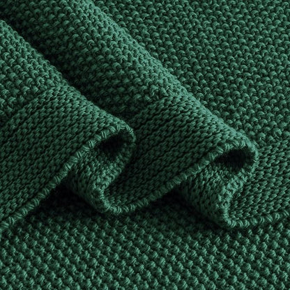 CozeCube Christmas Green Throw Blanket for Couch, Soft Cozy Cable Knit Throw for Bed Sofa Living Room, Lightweight Warm Decorative Farmhouse Christmas Blanket, 60"x80", Emerald Green