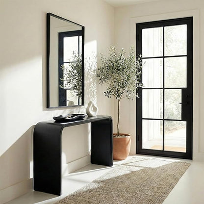 24''x36'' Matte Black Bathroom Mirror | Deep-Set Recessed Metal Frame | Heavy-Duty Thickened Rectangular Vanity Mirror for Single Sink | Modern Industrial & Farmhouse Wall Decor