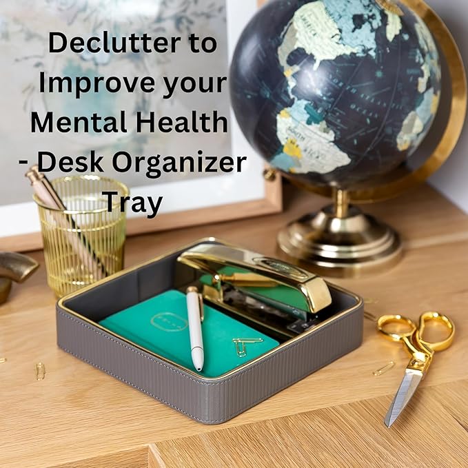 Black Leather Catchall Valet Tray for Men| Mens Valet Catch All Trays| Bedside Organizer for Nightstand| Cologne Tray for Men| Desk Trays