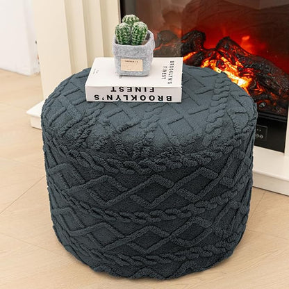 Pouf Ottoman Boho Poof Home Décor Floor Pouffe Handmade Circular Ottoman Footrest for Bedroom Foot Stool Poufs for Living Room 20x20x14 Inches