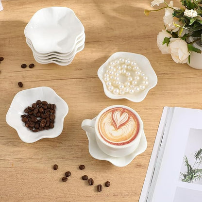 Shappy 6 Pcs White Ceramic Jewelry Tray 4.5 in Ring Holder Trinket Dish for Christmas Friendship Wedding Birthday Gifts(Flower)
