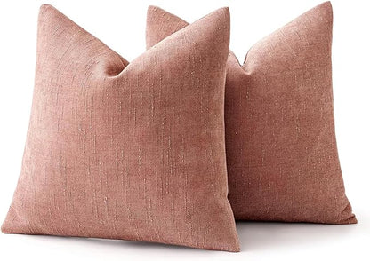 MIULEE Pack of 2 Decorative Throw Pillow Covers Soft Chenille Throw Pillows Solid Textured Cushion Covers for Spring Valentine's Day Couch Sofa Bedroom Living Room 20x20 Inch, Blush Pink