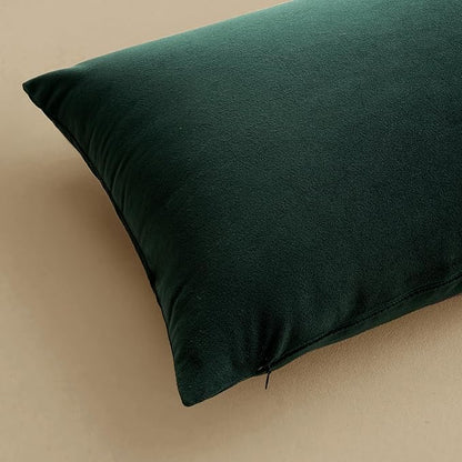 MIULEE Velvet Throw Pillow Covers 14x14 Inch, Pack of 2 - Army Green, Soft Solid Small Decorative Pillow Covers Modern Luxury Home Decor for Couch Chair Sofa Bedroom Livingroom Car