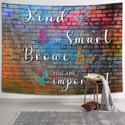 DYNH Colorful Mental Health Tapestry,Hip Hop Disco Graffiti Rainbow Wall Hanging,Inspirational Wall Blanket Decor for Counseling Therapy Office Bedroom,71x60In