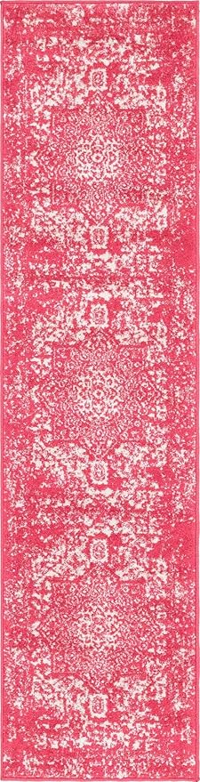 Rugs.com Arlington Collection Rug – 8 Ft Runner Pink Medium-Pile Rug Perfect for Hallways, Entryways