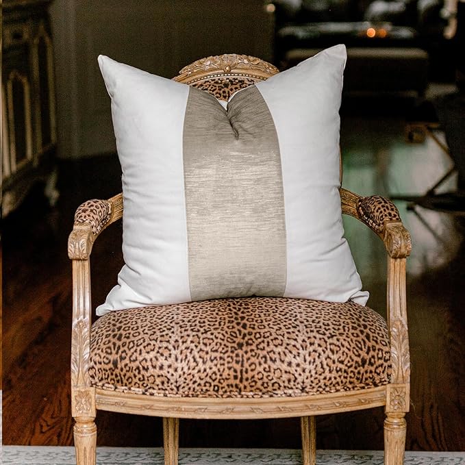EVERGRACE x Kinsey Walsh Signature Velvet Panel Cotton Pillow Covers Set of 2, Decorative Pillow Covers 20"x20" for Couch, Square Cushion Cases for Sofa Bedroom Living Room, Sand Dune