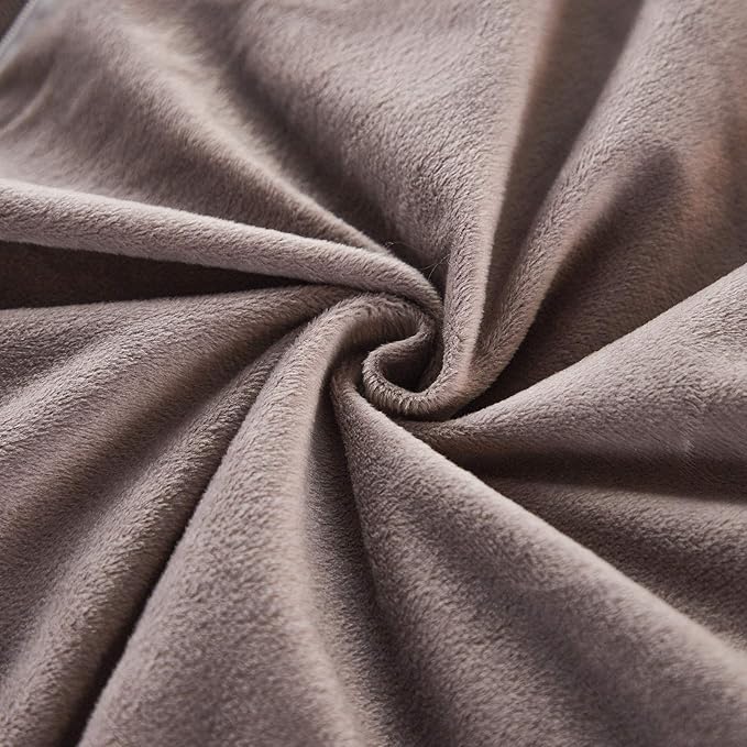Uhamho Set of 2 Faux Fur Throw Pillow Covers Soft Velvet Decorative Pillowcases Zipper Closure (Purplish Taupe, 20"x36")