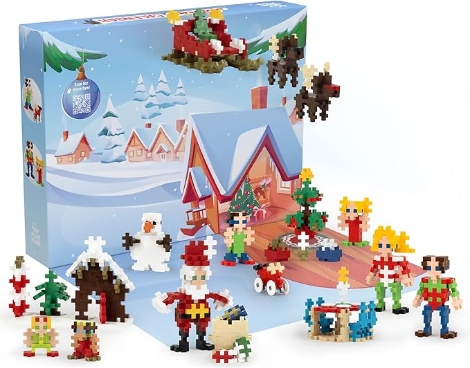 Plus Plus Christmas Advent Calendar 2025, 25 Kids Building Block Toys, Mini 3D Puzzle Kits, Fun Holiday Countdown Stem Gifts, 600 Pieces - Original