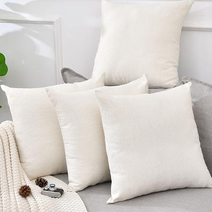 Linen Throw Pillow Covers 16 x 16 Beige Decorative Blank Couch Pillow Covers for Sublimation Bed Sofa Farmhouse Cushion Cases Set of 4