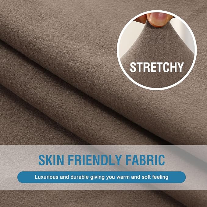H.VERSAILTEX Fleece Couch Cushion Covers Stretch Couch Covers for 3 Cushion Sofa Thick and Soft Cushion Covers Washable (3 Piece Sofa Cushion Cover, Taupe)