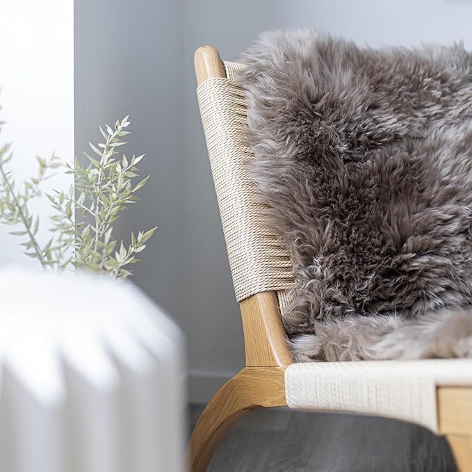 Real Sheepskin Rug 2x6 ft | Sheepskin Rugs for Living Room and Sofa | Bedside Rugs for Bedrooms | Large Fluffy Rug is Breathable & Heat-regulating in Color Light Brown
