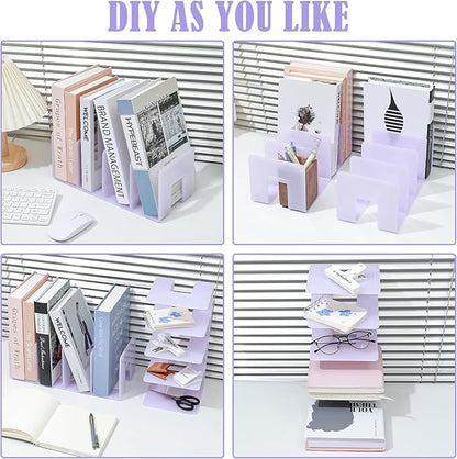 BAYTORY 2Pcs Acrylic File Holder Purse Organizer, Sturdy Desktop File Sorter Organizer, Binder Shelf for Office Desk Kitchen Shelf Closet (Purple)