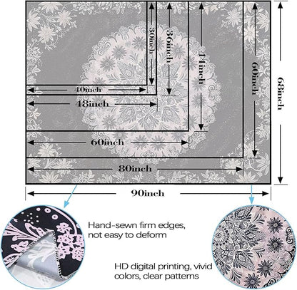 Fowocu Boho Floral Mandala Tapestry Wall Hanging Grey Bohemian Flower Medallion Tapestry Aesthetic Gray Black Hippie Indian Small Tapestries for Bedroom Living Room Dorm Decor 60 x 44 Inch