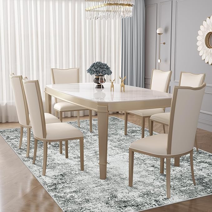 5x7 Area Rugs for Living Room, Washable Modern Abstract Large Area Rug Neutral Soft Non Slip Kids Rug Stain Resistant Indoor Carpet for Bedroom Nursery Dining Room Home Office(Grey, 5'x7')