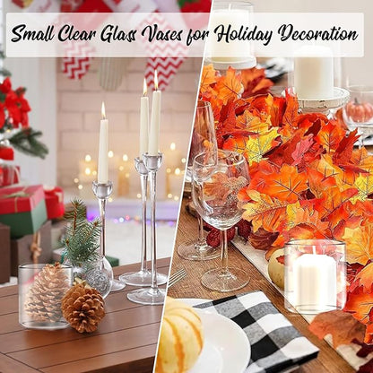 12pcs Glass Cylinder Vases for Centerpieces, 4 Inch Small Glass Flower Vase for Wedding Decoration Clear Floating Candle Holders Floral Vase Bulk for Table, Shelf, Holiday Party, Living Room Decor