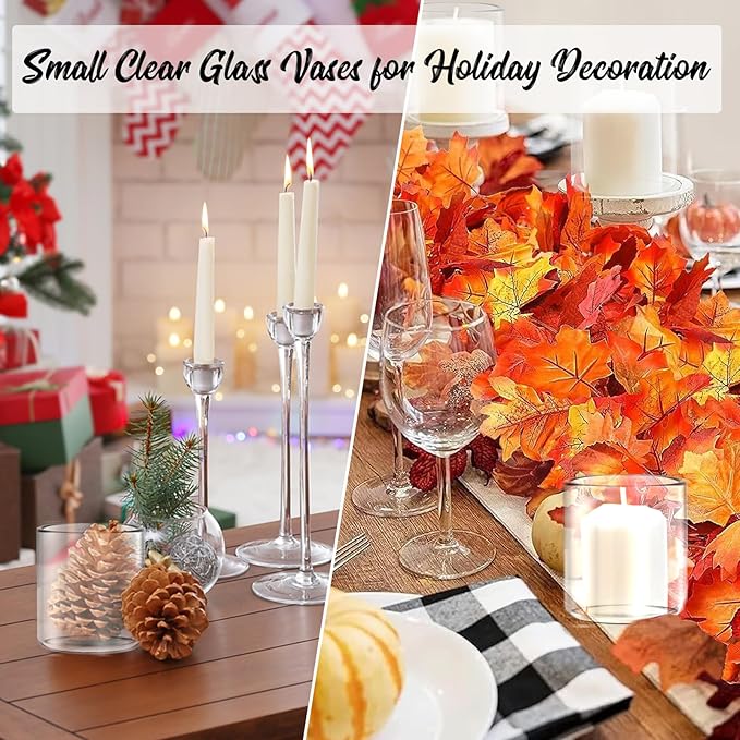 6pcs Glass Cylinder Vases for Centerpieces, 4 Inch Small Clear Glass Flower Vases Floating Candle Holder Vase for Wedding Birthday Party Decoration Home Table Decor