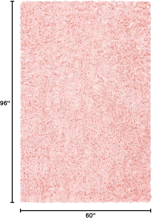 SAFAVIEH Faux Sheep Skin Collection 5' x 8' Pink FSS235G Silken Glam 2.35-inch Thick Area Rug